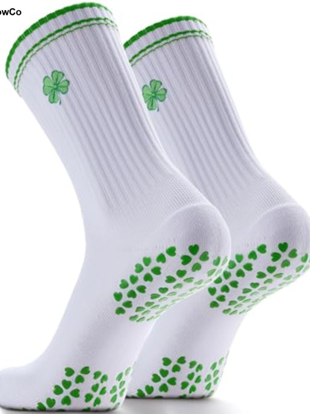 Non-Slip Pilates Grip Socks for Women Embroidery Crew Sticky Sole Yoga